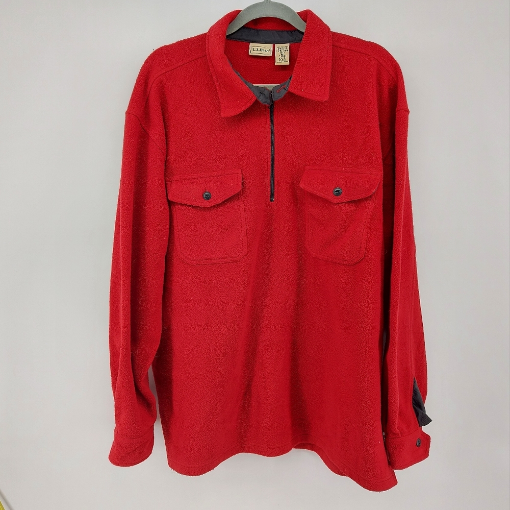 L. L. Bean Fleece Utility Shirt Jacket Red Size XL